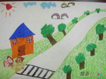 中秋节儿童画：玉兔捣药