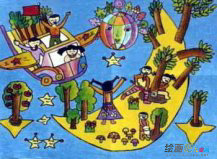 中秋节儿童画：少数民族的祭月拜月习俗