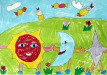 中秋节儿童画：中秋之夜