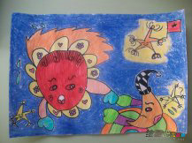 中秋节儿童画：民间拜月