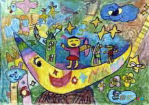 中秋节儿童画：中秋祭月