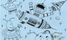 宇宙飞船简笔画：“阿波罗”号飞船