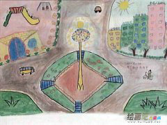 绿色家园儿童画：绿树成荫