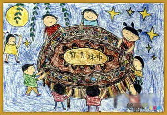 中秋节儿童画