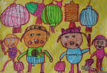 中秋节儿童画：中秋节偷菜求郎