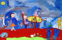 中秋节儿童画：中秋博饼