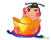 春节儿童画：压岁钱的习俗