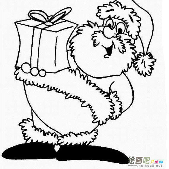 圣诞老人简笔画：圣诞老人送礼物
