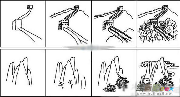 长城简笔画：八达岭长城