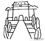 天安门简笔画：天安门前看升旗