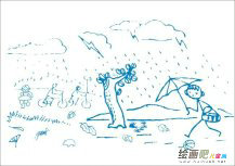 雨伞简笔画：雨伞和帽子