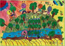 儿童画秋天：秋天的风