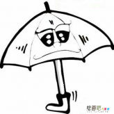 雨伞简笔画：雨伞和帽子