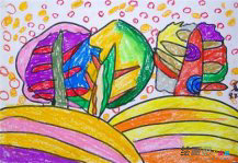 儿童画秋天：淡淡的银白