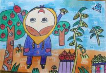 儿童画秋天：金子般的天地