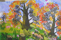 儿童画秋天：秋拂袖而去