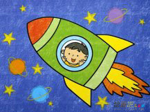 宇宙飞船简笔画：参观宇宙飞船