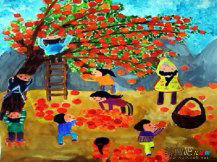 儿童画秋天：秋季的枯萎