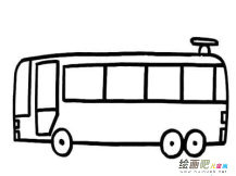 小汽车简笔画：公共汽车上