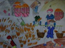 儿童画秋天：秋的飘飞