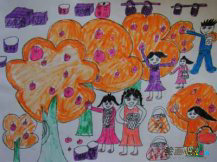 儿童画秋天：秋雨