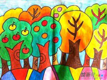 儿童画秋天：唯美的秋