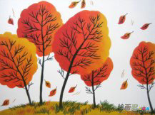 儿童画秋天：新疆的秋天