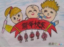 庆元旦儿童画：小鹿的元旦之旅