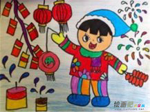 庆元旦儿童画：准备元旦晚会