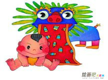 庆元旦儿童画：难忘的元旦晚会