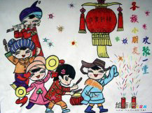 春节儿童画：春节前的辛勤——铲雪