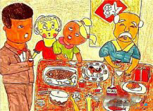 春节儿童画：洗福禄