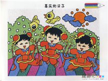 新年儿童画：接玉皇和赶乱岁