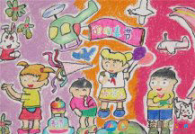 春节儿童画：除夕