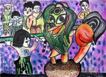 春节儿童画：人日和捞鱼生