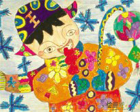 新年儿童画：贴画鸡