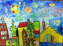 春节儿童画：送穷和开市