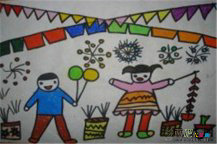 春节儿童画：喜迎春