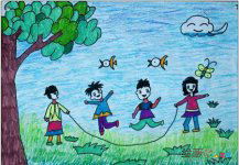 儿童画春天：鸟语花香