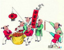 春节儿童画：恭喜发财