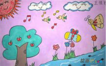 儿童画春天：鸟语花香