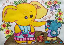 儿童画春天：小象