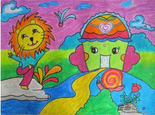 儿童画春天：优美的山水画