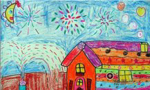 春节儿童画：开春喜临门