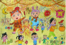 春节儿童画：吉祥如意