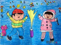 春节儿童画：鞭炮