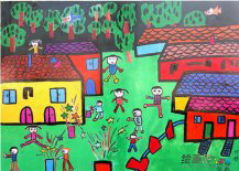 春节儿童画：放炮仗