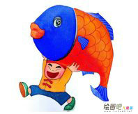 春节儿童画：贴画鸡