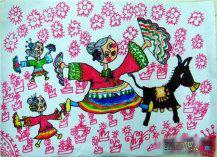 春节儿童画：演社火