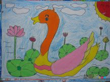 儿童画春天：校园的初春